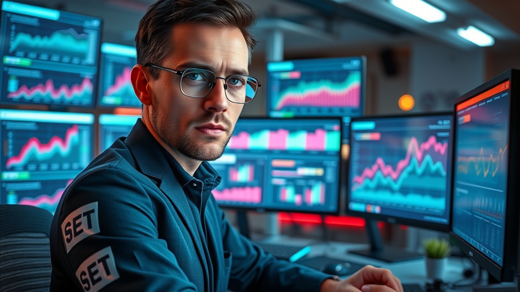 SEO analyst monitoring keyword rankings and organic search trends for marketing KPIs.