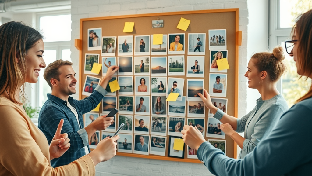 service business team content planning Instagram posts and stories in creative studio