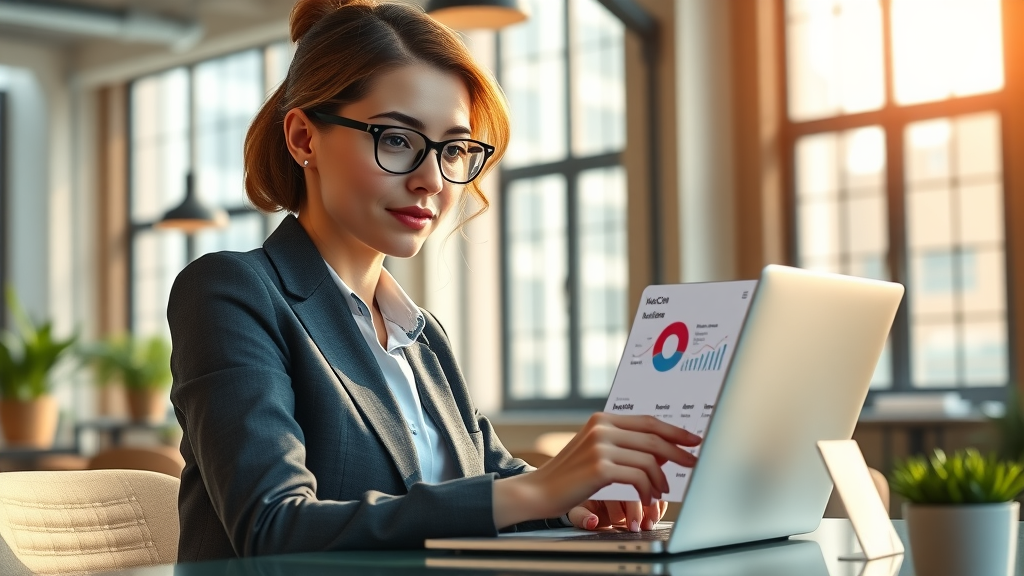businesswoman using a laptop displaying HubSpot CRM dashboard for lead capture and sales pipeline management