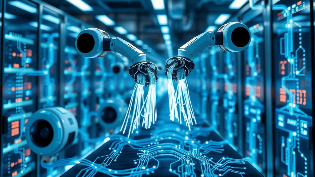 automation software concept for best tools for tracking lead sources, robotic arms sorting digital leads