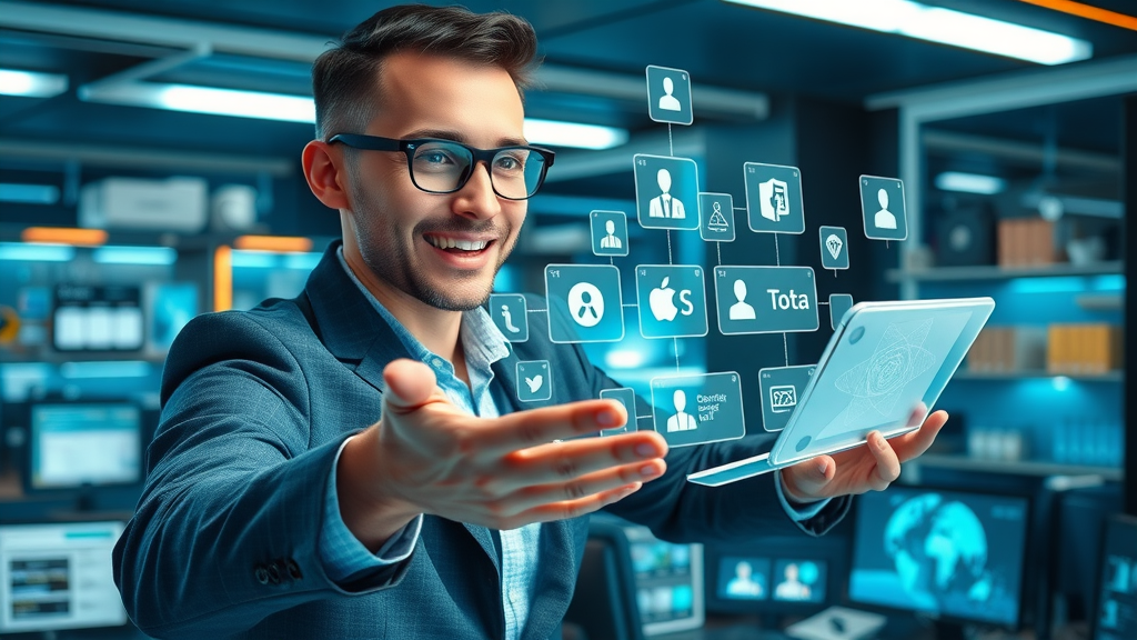 Modern marketer distributing content to multiple online platforms using advanced technology for service providers