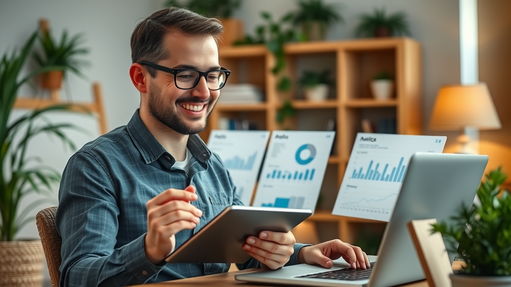 Professional reviewing analytics and KPI charts to measure success of content marketing strategy for service providers