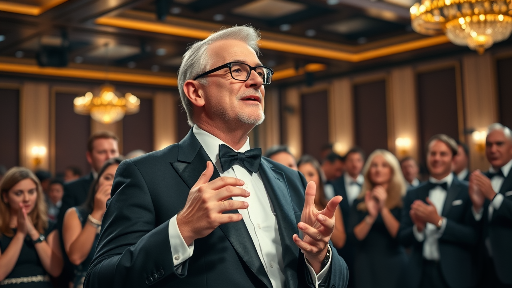 Visionary service provider receiving recognition as a thought leader at a business event