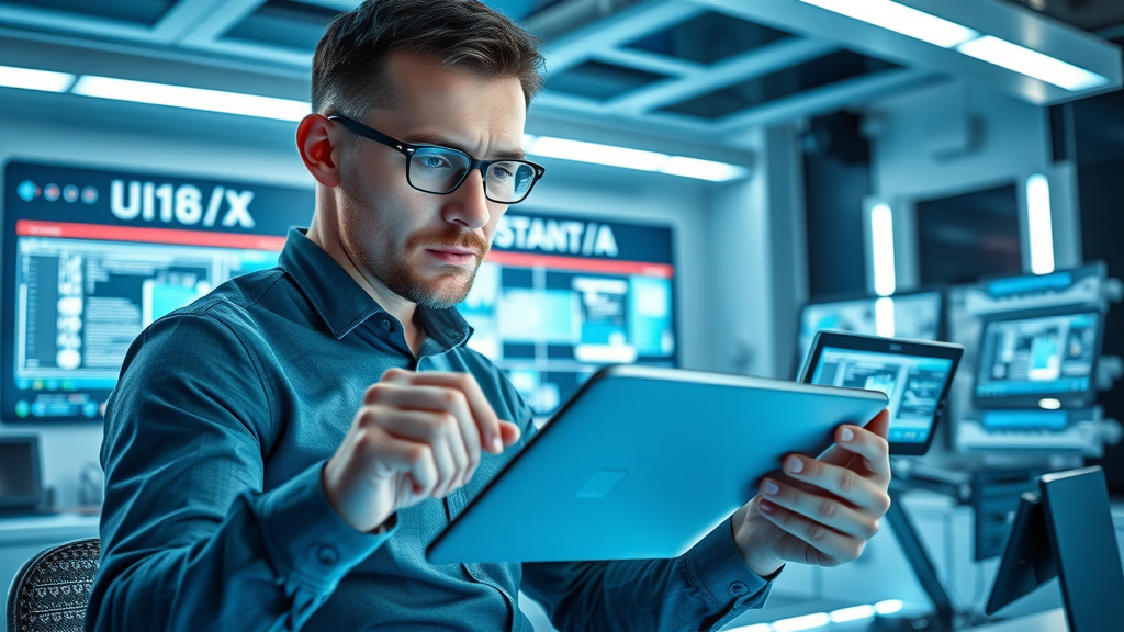 user experience expert analyzing website on tablet and mobile for conversion rate optimization