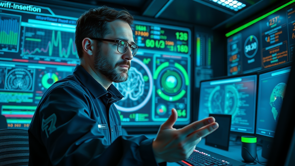 marketer interacting with AI dashboard for conversion rate optimization