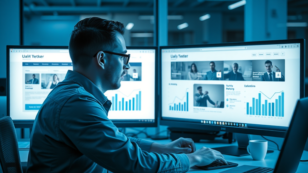 analyst comparing website variations for A/B testing to increase conversion rates