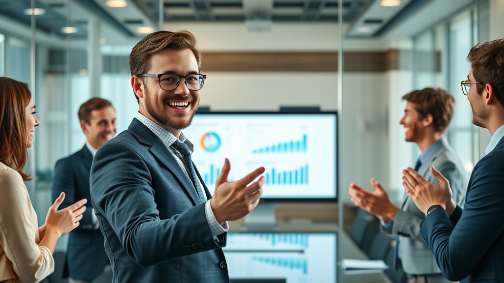 marketing professional presenting successful email marketing campaign conversion results