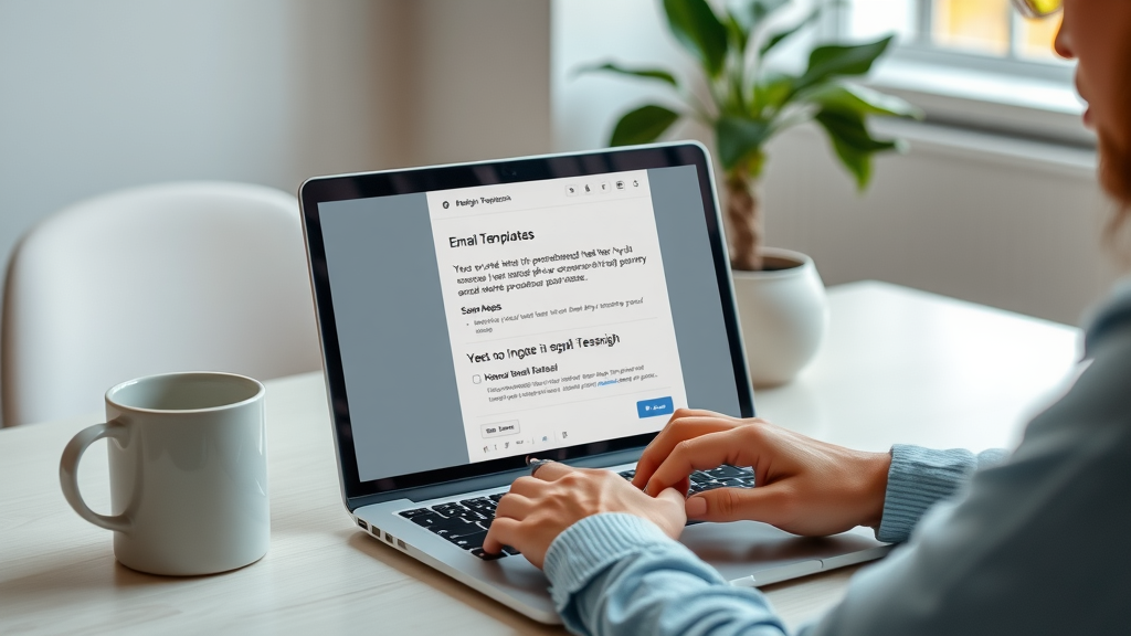 Professional working on a personalized email campaign, guiding leads in the consideration stage of the funnel.