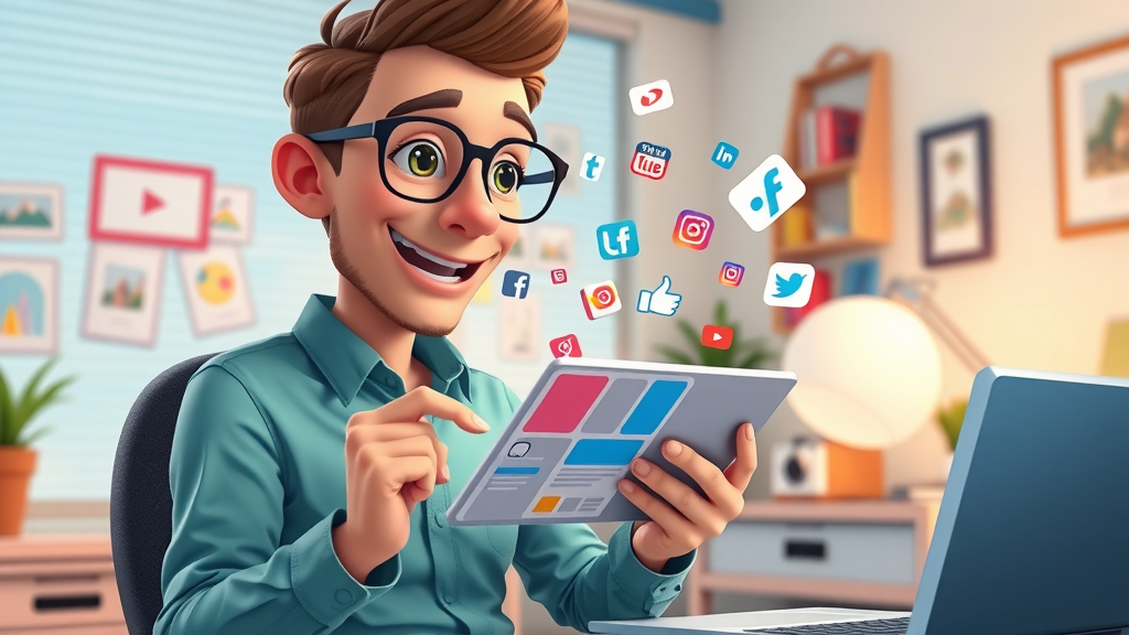 Creative marketer designing diverse social media content to grow small business