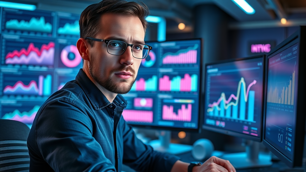 Marketer analyzing social media analytics and tracking key metrics for business growth